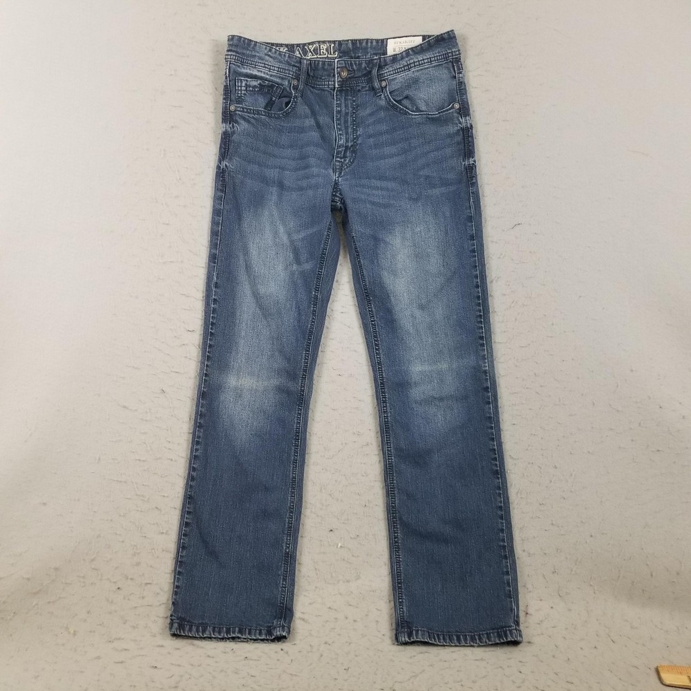 TK Axel Straight Jeans Mens 32x32 Blue Medium Wash Stretch Denim Pants Casual